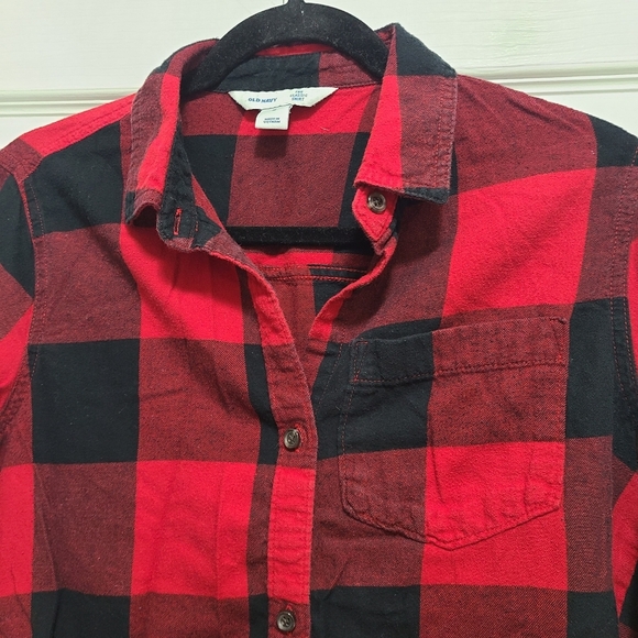 Old Navy the class‎ shirt size M Red black plaid - Picture 6 of 9